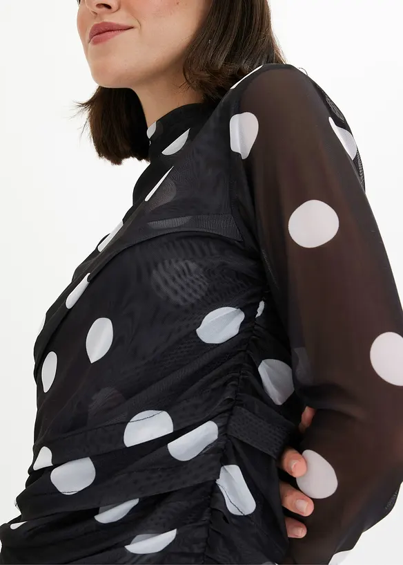 Langermet topp i myk mesh, bonprix