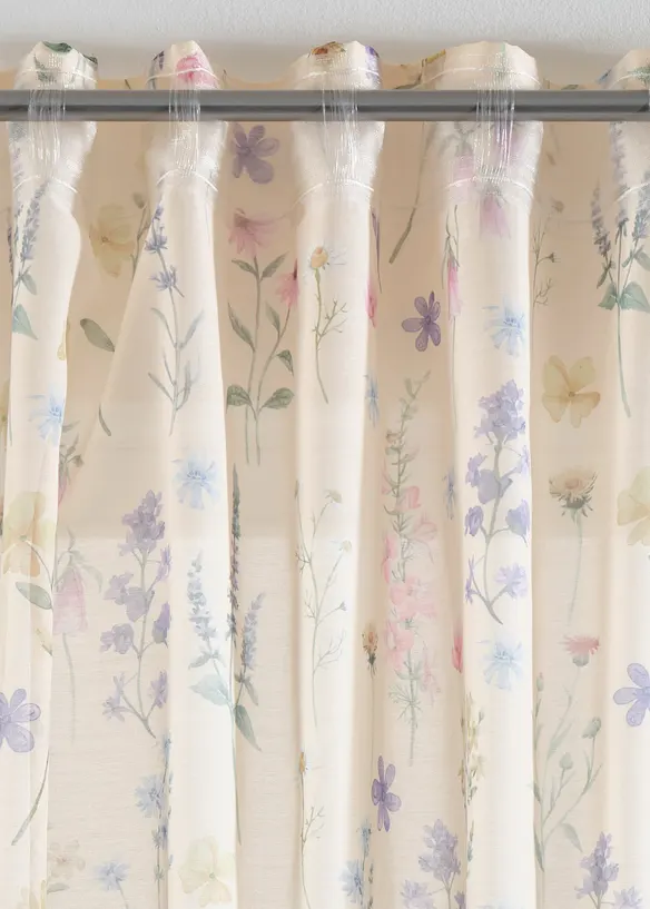 Gardin med trykt blomsterm&oslash;nster (2-pack), bonprix