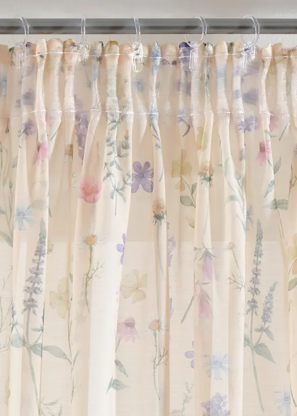 Gardin med trykt blomsterm&oslash;nster (2-pack), bonprix