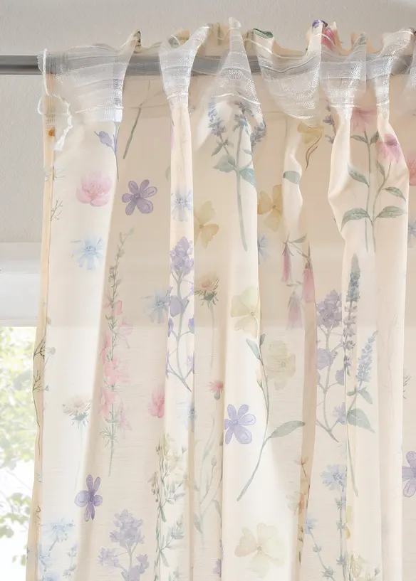 Gardin med trykt blomsterm&oslash;nster (2-pack), bonprix