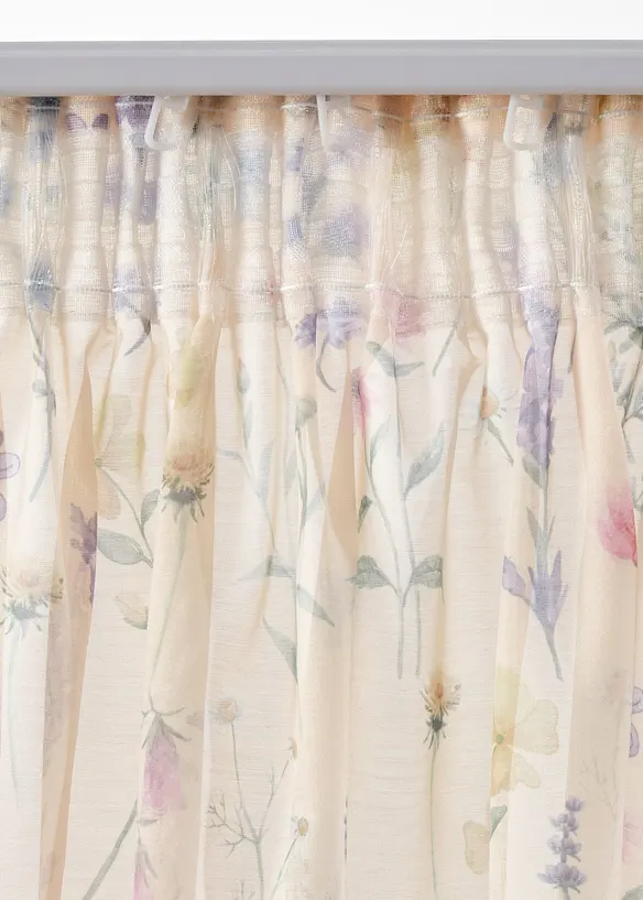 Gardin med trykt blomsterm&oslash;nster (2-pack), bonprix