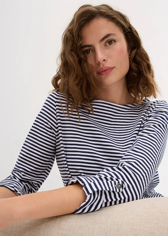 Langermet topp i 100% bomull, bonprix