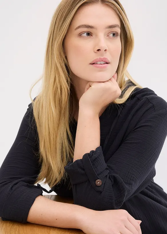 Pull on-bluse i luftig musselin, bonprix