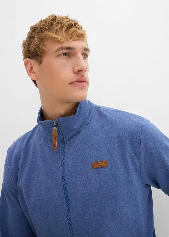 Sweatjakke med detaljer i imitert skinn, bonprix