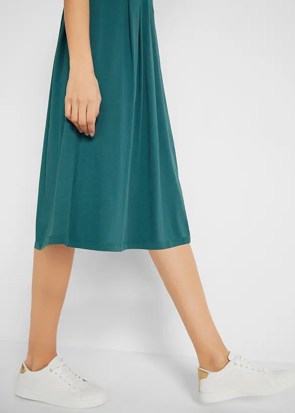 Trikotkjole i bomull, midi-lengde, bonprix