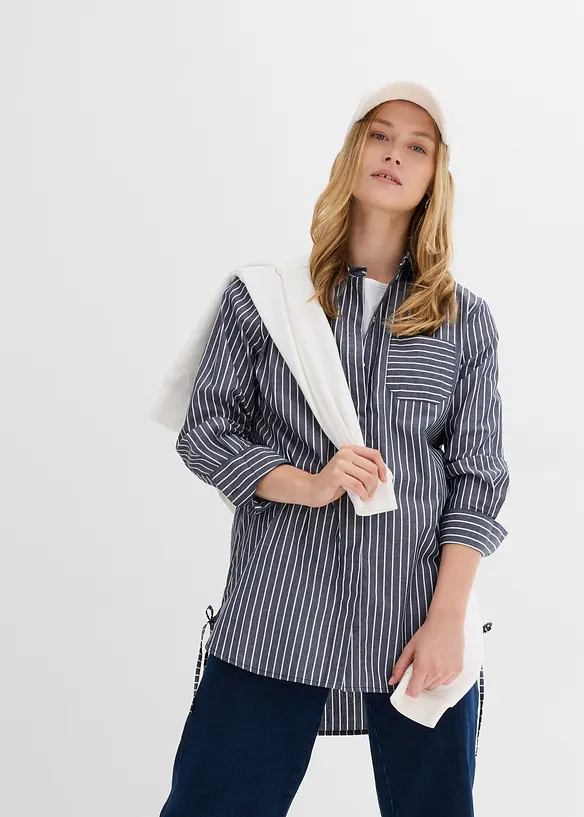 Lang bluse i ren bomull, bonprix