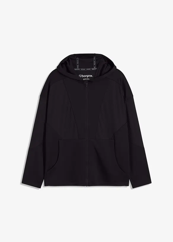 Funksjons-treningsjakke med transparent mesh, oversized, bonprix