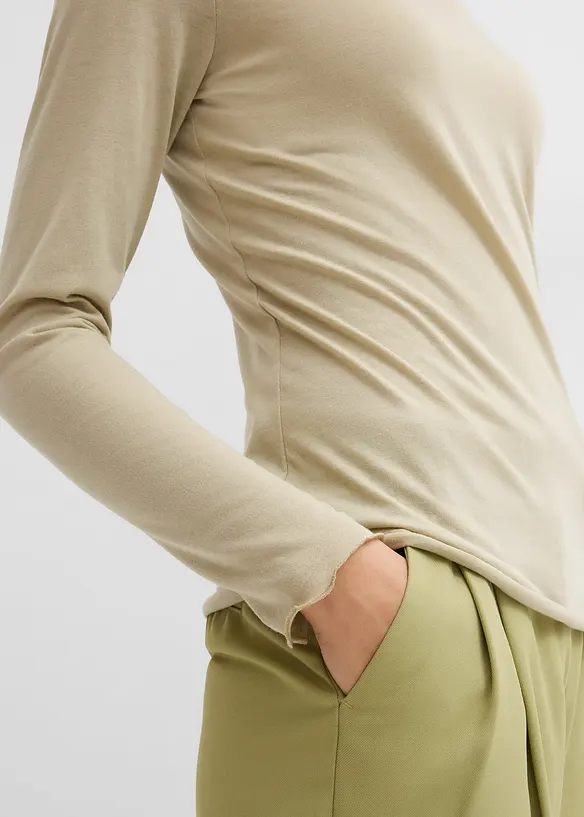Langermet topp i halvtransparent materiale, bonprix