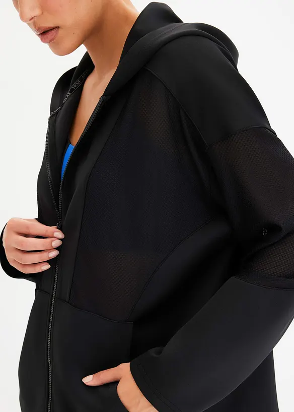 Funksjons-treningsjakke med transparent mesh, oversized, bonprix