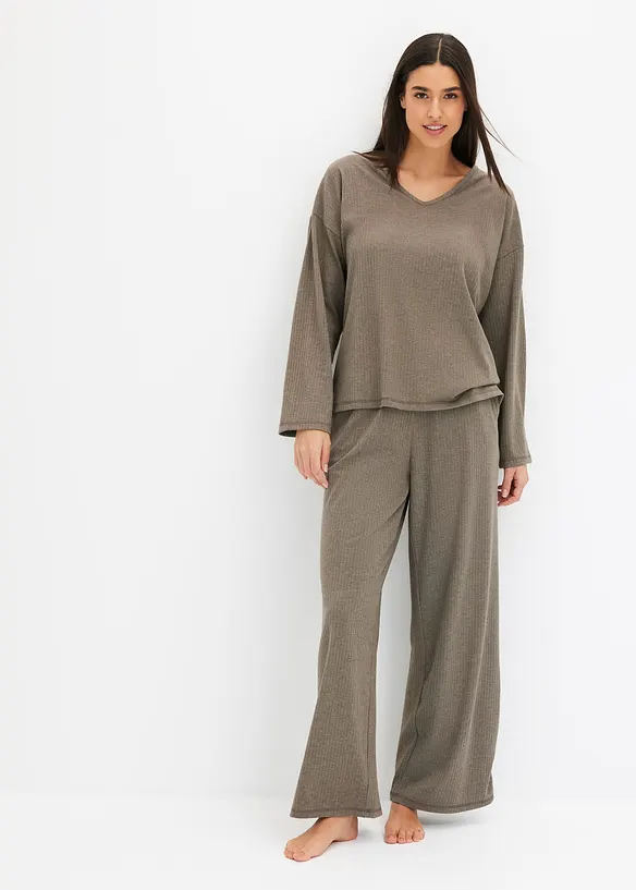 Loungewear-kosedress i mykt, ribbet materiale, bonprix