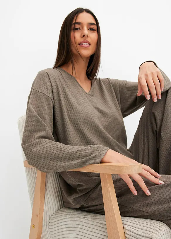 Loungewear-kosedress i mykt, ribbet materiale, bonprix