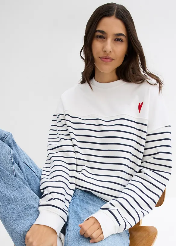 Oversized sweatshirt av bomullsmiks, bonprix