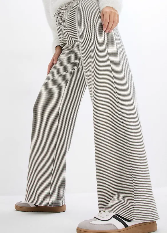 Stripete jerseybukse av bomullsmiks med snor i livet, bonprix