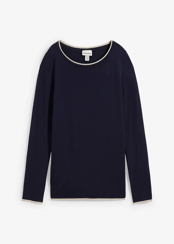 Finstrikket genser i bomullsmiks, bonprix