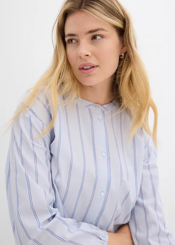 Lang bluse i bomullspoplin, bonprix