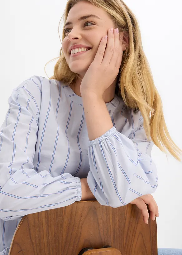 Lang bluse i bomullspoplin, bonprix