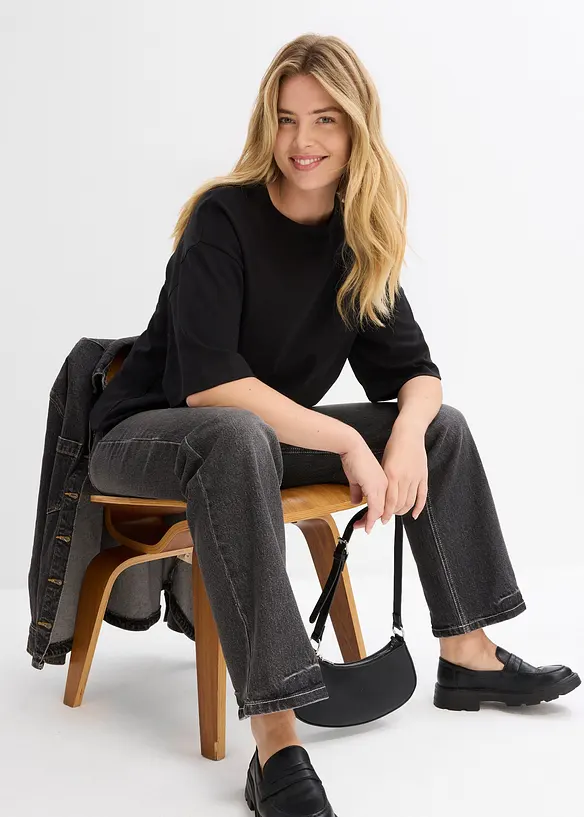 Lang topp i interlock-materiale, bonprix