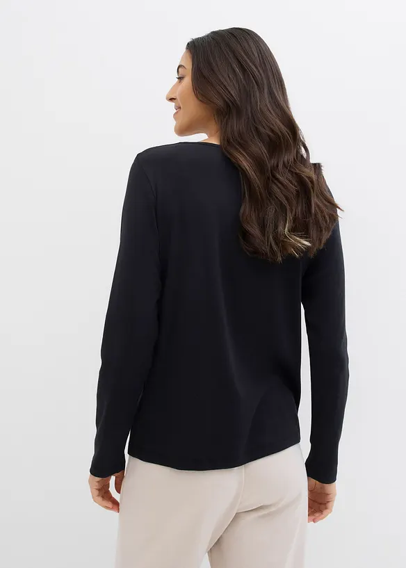 Langermet topp i &oslash;kologisk bomull, bonprix