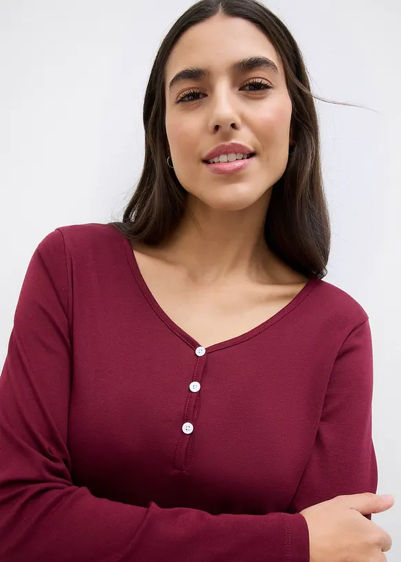 Langermet topp i økologisk bomull, bonprix