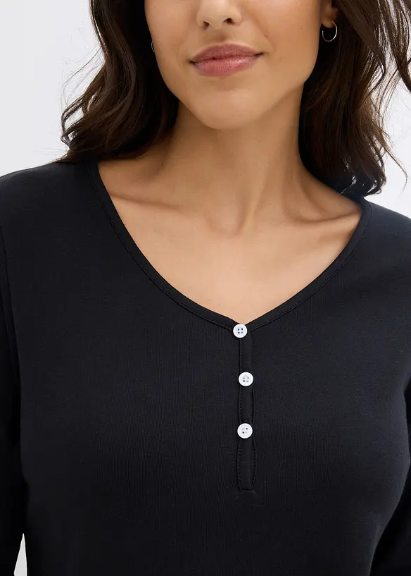 Langermet topp i &oslash;kologisk bomull, bonprix