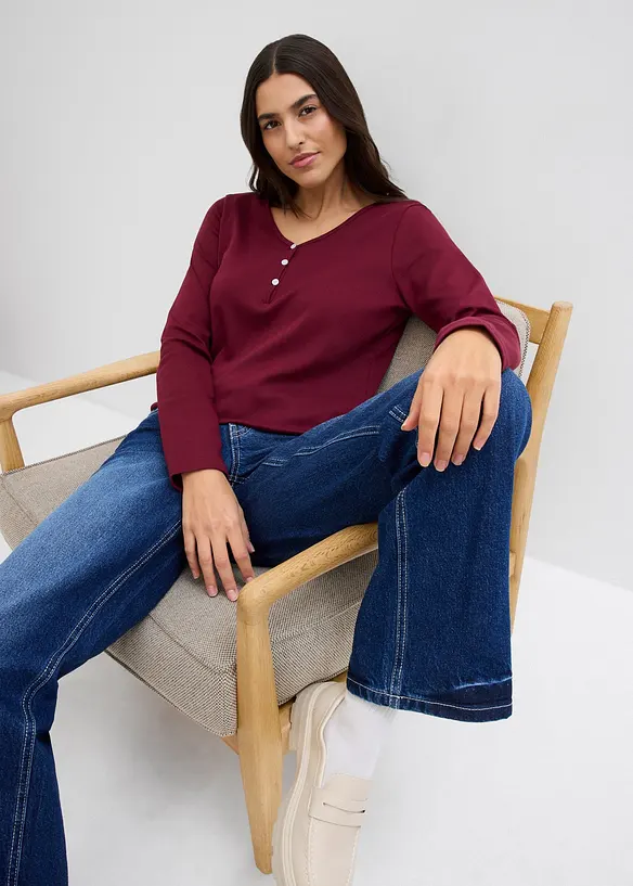 Langermet topp i økologisk bomull, bonprix