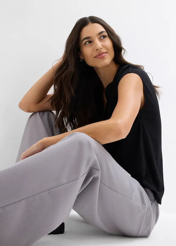 Kortermet topp i viskosemiks og bestefartr&oslash;ye-look, bonprix