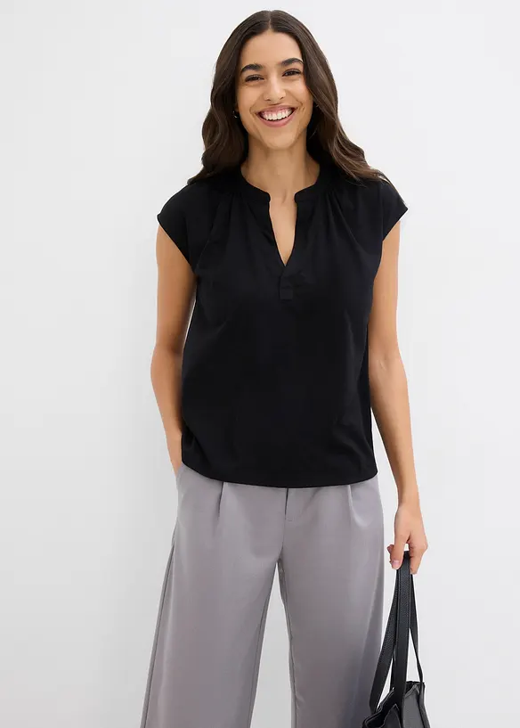 Kortermet topp i viskosemiks og bestefartr&oslash;ye-look, bonprix