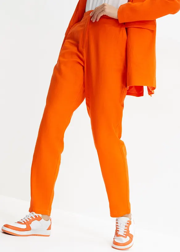 High Waist-bukse i lin-viskosemiks med kortere benlengde, bonprix