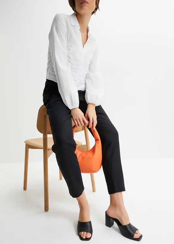 High Waist-bukse i lin-viskosemiks med kortere benlengde, bonprix