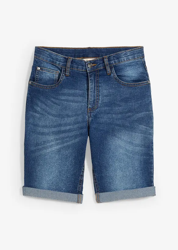 Bermudashorts i denim med stretch og regulerbar linning, Slim Fit, bonprix