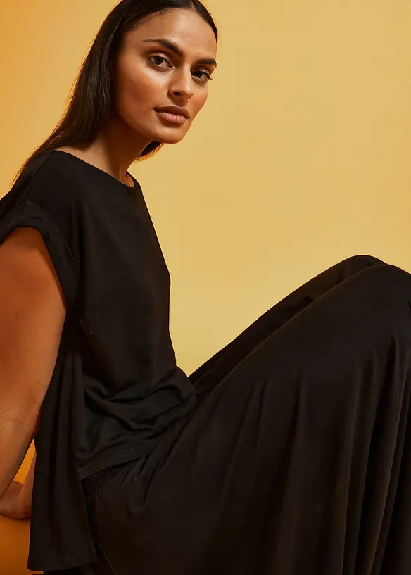 Oversized topp i lett viskose, bonprix