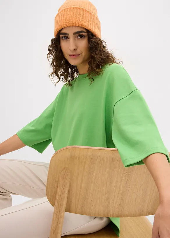 Lang topp i interlock-materiale, bonprix