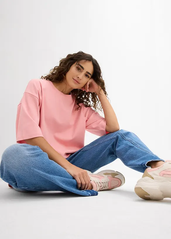 Lang topp i interlock-materiale, bonprix