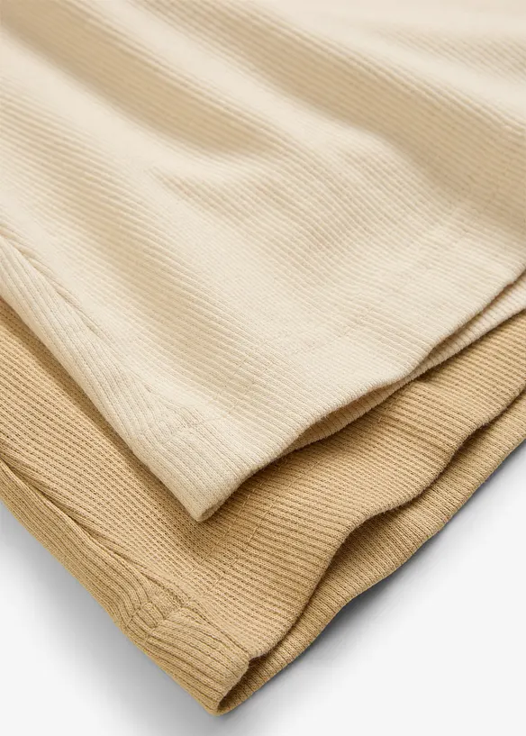Ribbestrikket topp med økologisk bomull (2-pack), bonprix