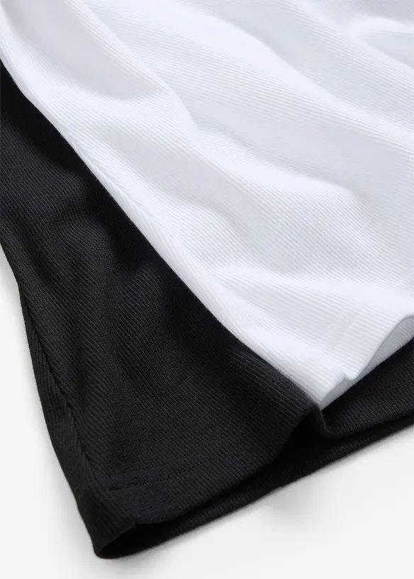 Topp i ribbemateriale med økologisk bomull (2-pack), bonprix