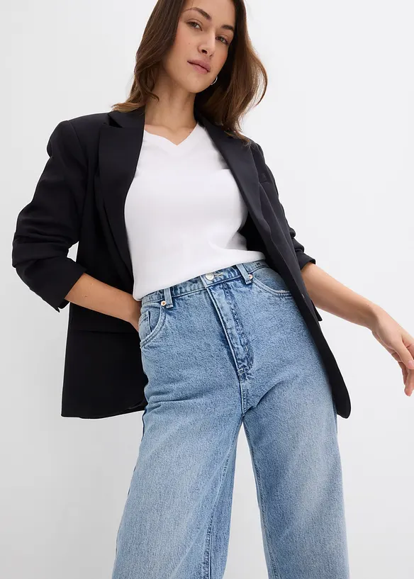 Topp i ribbemateriale med økologisk bomull (2-pack), bonprix