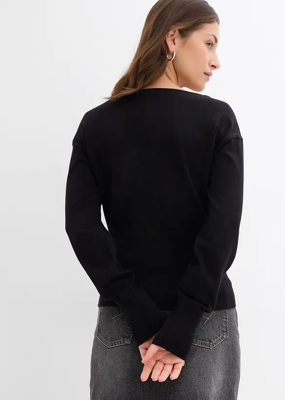 Finstrikket cardigan i bomullsmiks, bonprix
