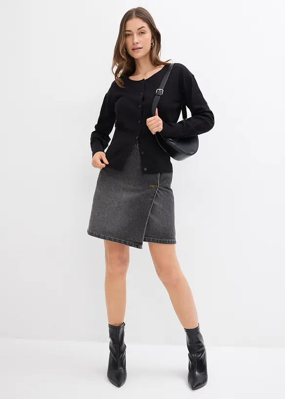 Finstrikket cardigan i bomullsmiks, bonprix