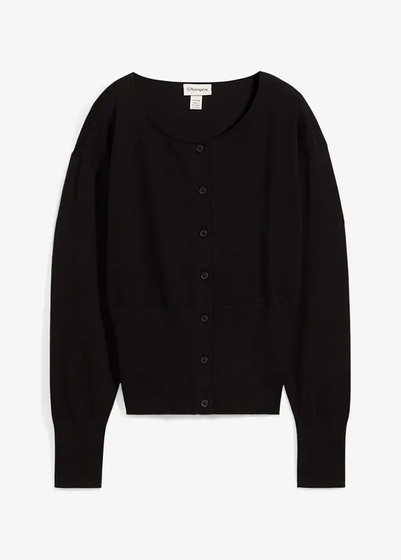 Finstrikket cardigan i bomullsmiks, bonprix