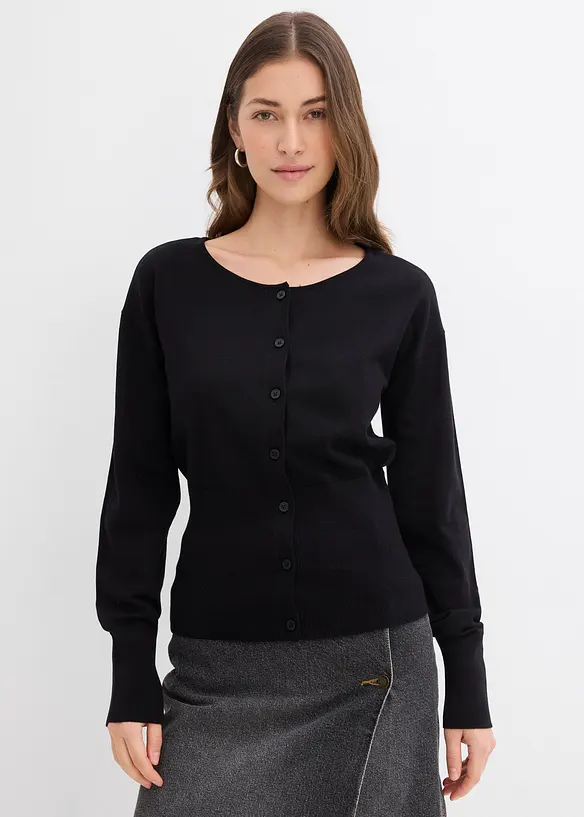 Finstrikket cardigan i bomullsmiks, bonprix