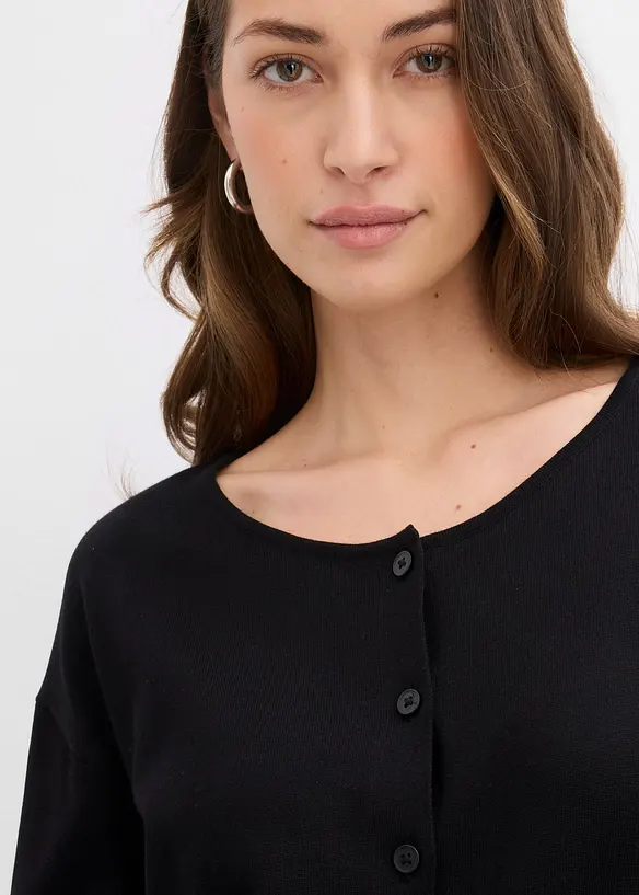 Finstrikket cardigan i bomullsmiks, bonprix
