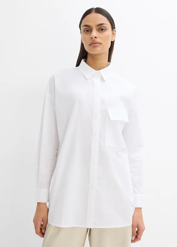 Lang bluse i ren bomull, bonprix