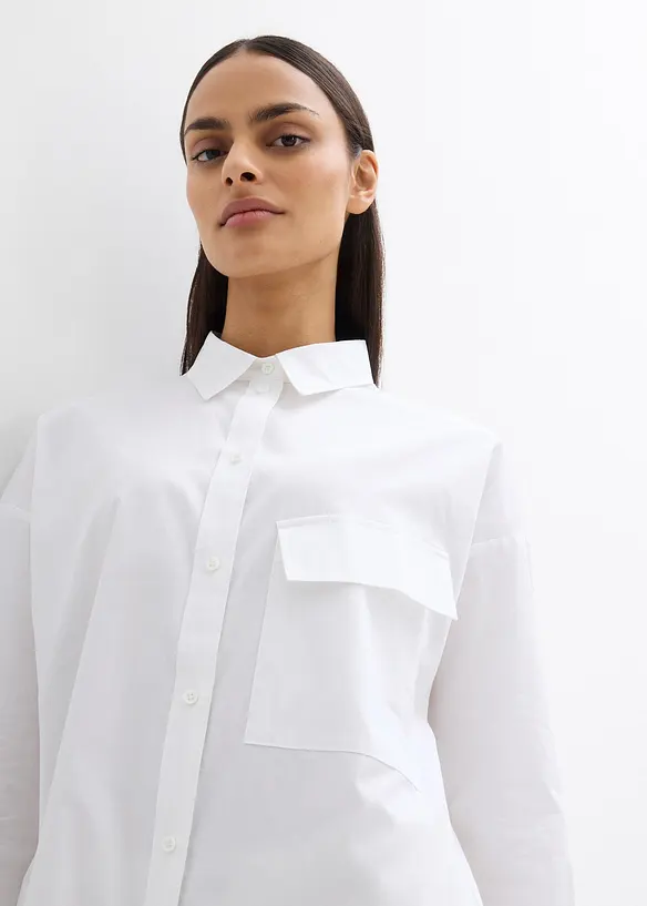 Lang bluse i ren bomull, bonprix