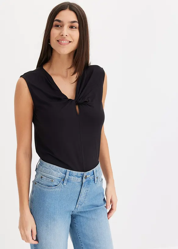 Jerseytopp med twist, bonprix