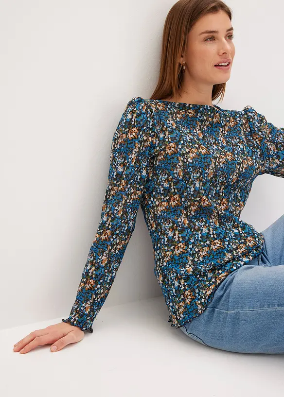 Langermet topp i mesh, bonprix