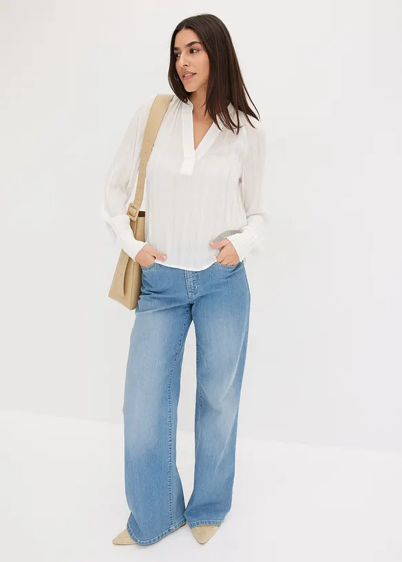 Bluse med crinklet effekt og lurex, bonprix