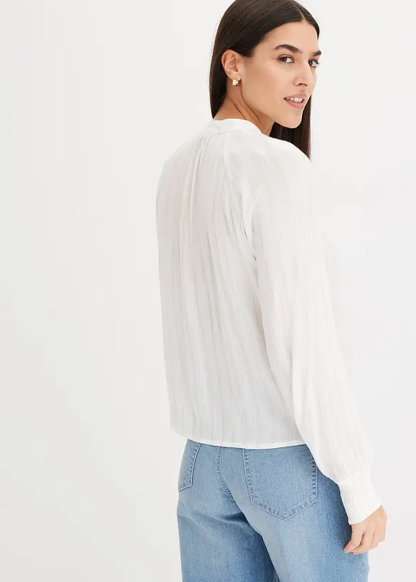Bluse med crinklet effekt og lurex, bonprix
