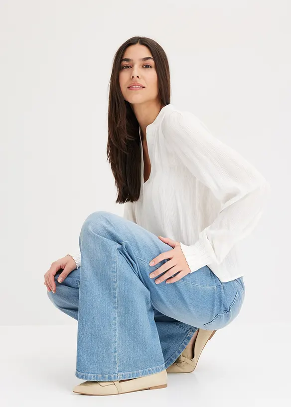 Bluse med crinklet effekt og lurex, bonprix