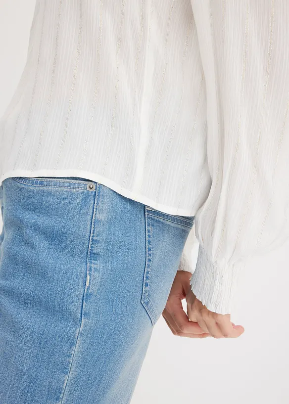 Bluse med crinklet effekt og lurex, bonprix