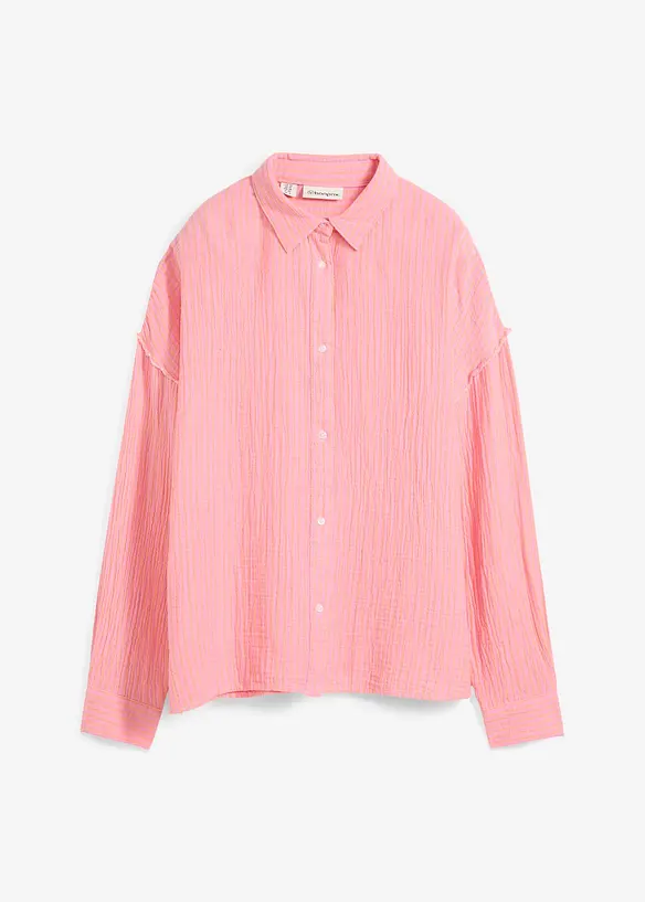 Skjortebluse i musselin med stripemønster, bonprix